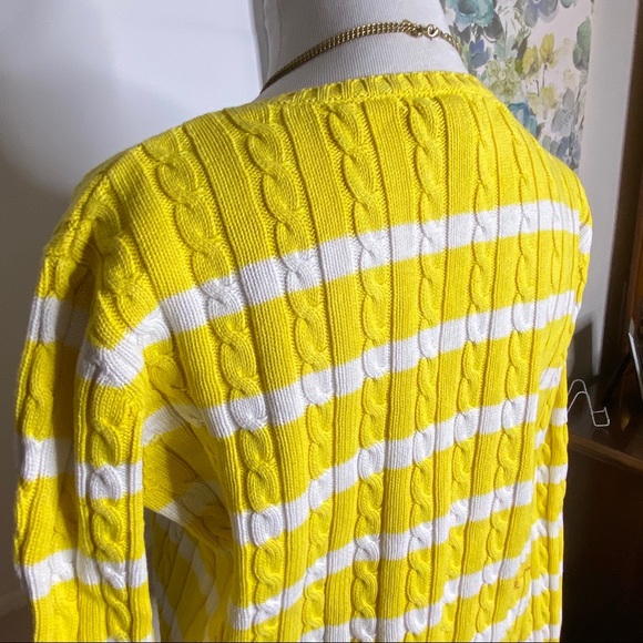 Lauren Ralph Lauren Yellow Cableknit  Sweater M - Picture 6 of 8